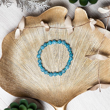 Bratara fete din pietre semipretioase de Jad Albastru si Distantiere Turcoaz, Gizel, margele de 6mm [2]