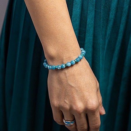 Bratara fete din pietre semipretioase de Jad Albastru si Distantiere Turcoaz, Gizel, margele de 6mm [9]