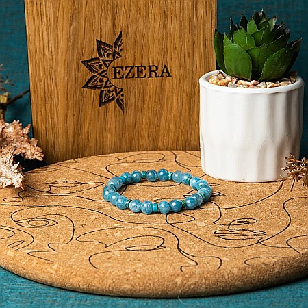 Bratara fete din pietre semipretioase de Jad Albastru si Distantiere Turcoaz, Gizel, margele de 6mm [10]