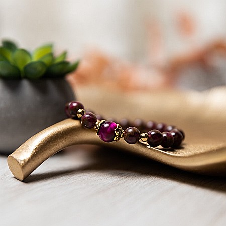 Bratara fete Karina din margele Cloisonne Rosii si Ochi de Tigru, margele de 8mm [1]