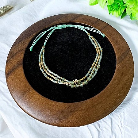 Bratara handmade 3 straturi Fariha din Miyuki si Apatit Verde cu charm auriu [5]