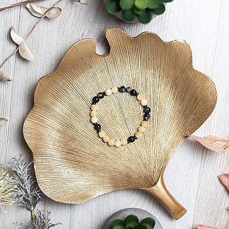 Bratara handmade din pietre semipretioase pentru femei Rahel cu cristale de Jad Galben si Shell Turquoise Negru, sfere de 6mm [8]