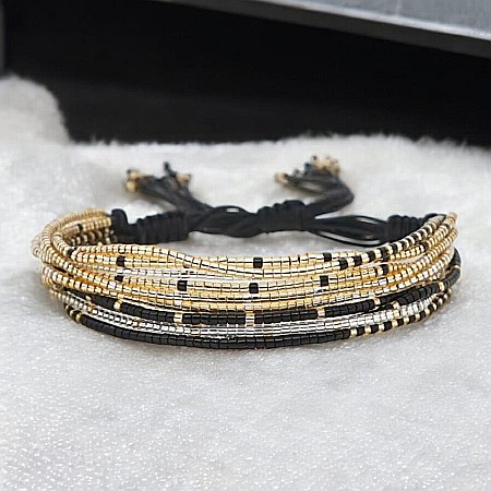 Bratari snur - Bratara handmade margele Miyuki pentru femei cu mai multe straturi, pe snur