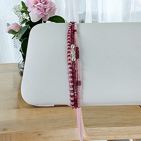 Bratara handmade roz Solene cu snur 3 straturi Miyuki si argint 925 [7]