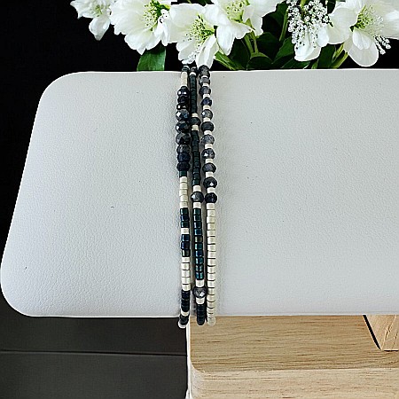 Bratara handmade snur, 3 straturi din Miyuki, Iolit si Hematit [4]