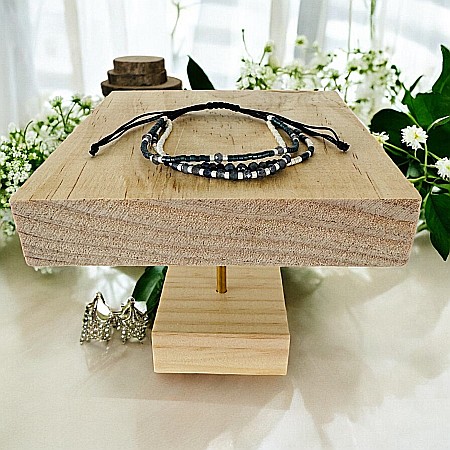 Bratara handmade snur, 3 straturi din Miyuki, Iolit si Hematit [3]