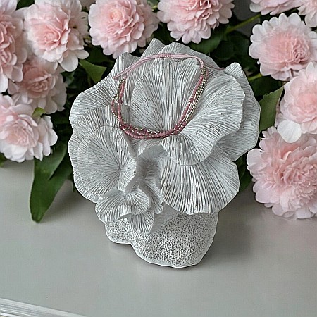 Bratara handmade snur AZIZA, 3 straturi din Miyuki și Turmalina Roz cu argint [5]