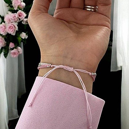 Bratara handmade snur AZIZA, 3 straturi din Miyuki și Turmalina Roz cu argint [1]