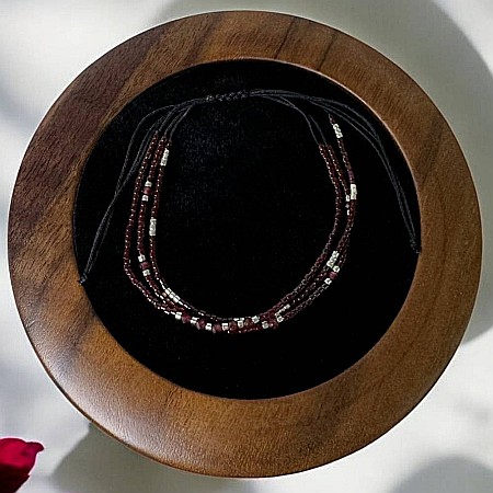 Bratara handmade snur Inaya 3 straturi Miyuki si cristale Granat [4]