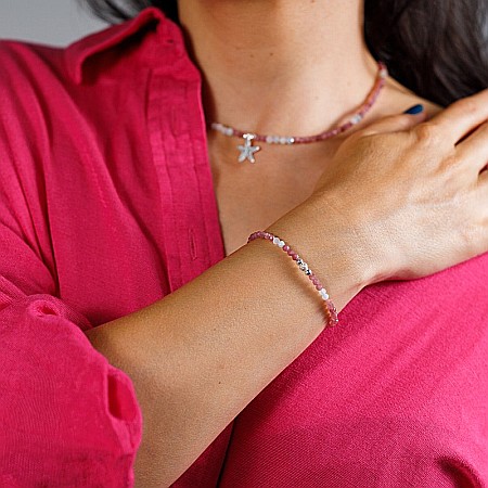 Bratara Harini din cristale de Turmalina Roz si Morganit, din argint 925 [3]