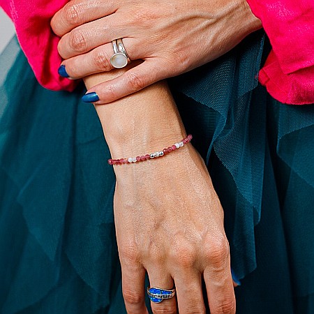 Bratara Harini din cristale de Turmalina Roz si Morganit, din argint 925 [7]