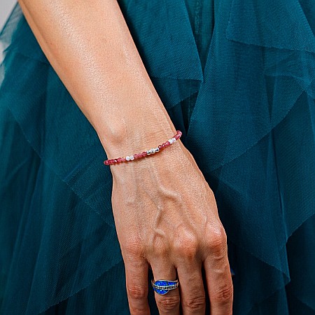 Bratara Harini din cristale de Turmalina Roz si Morganit, din argint 925 [6]