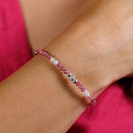 Bratara Harini din cristale de Turmalina Roz si Morganit, din argint 925 [4]
