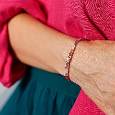 Bratara Harini din cristale de Turmalina Roz si Morganit, din argint 925