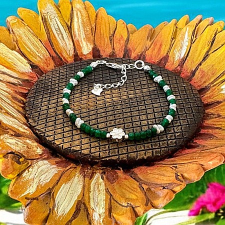 Bratara Jad Verde si Perle Naturale Mavis, cu argint 925 [6]