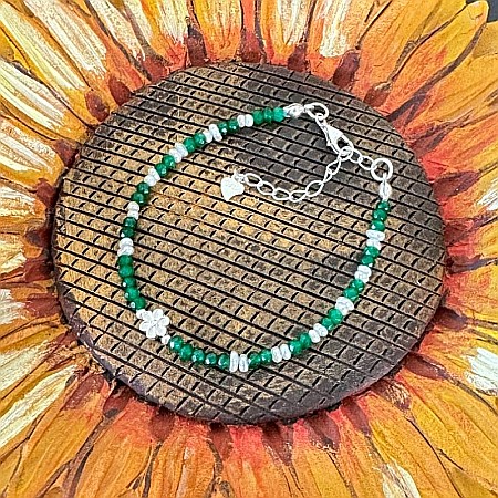 Bratara Jad Verde si Perle Naturale Mavis, cu argint 925 [7]