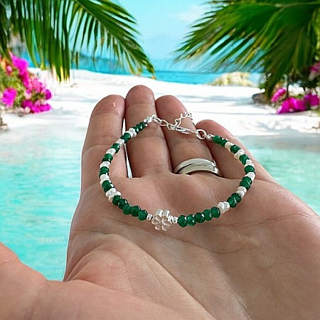 Bratara Jad Verde si Perle Naturale Mavis, cu argint 925 [4]