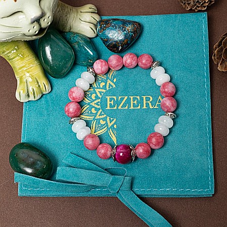 Bratara Kate din cristale de Rodocrozit, Morganit si Ochi de Tigru [10]