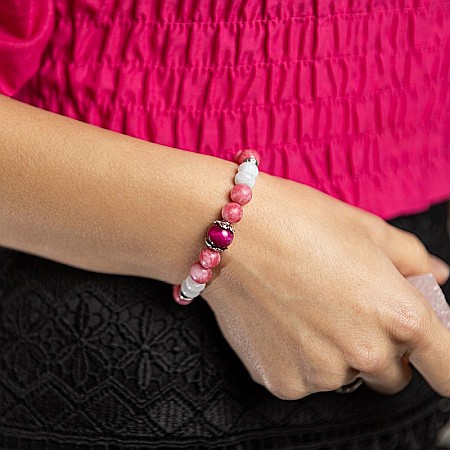 Bratara Kate din cristale de Rodocrozit, Morganit si Ochi de Tigru [2]