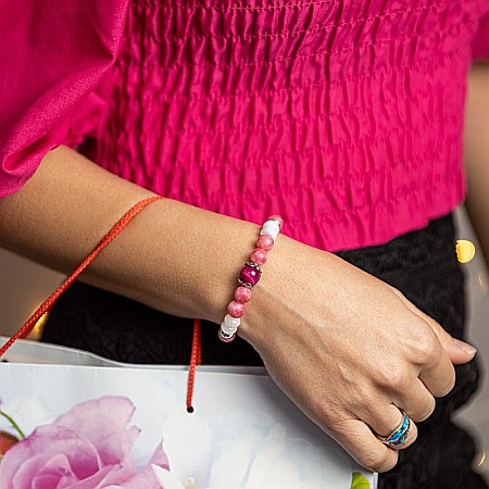 Bratara Kate din cristale de Rodocrozit, Morganit si Ochi de Tigru [1]