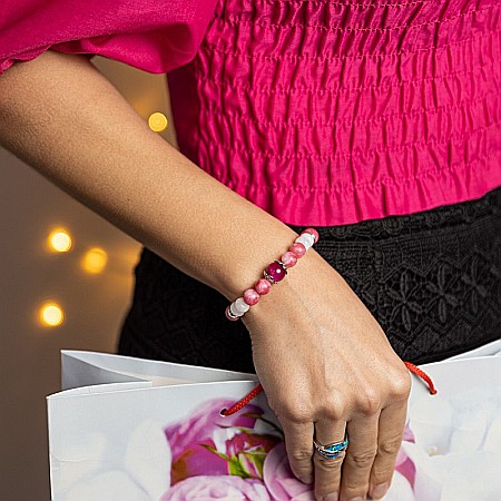 Bratara Kate din cristale de Rodocrozit, Morganit si Ochi de Tigru [6]