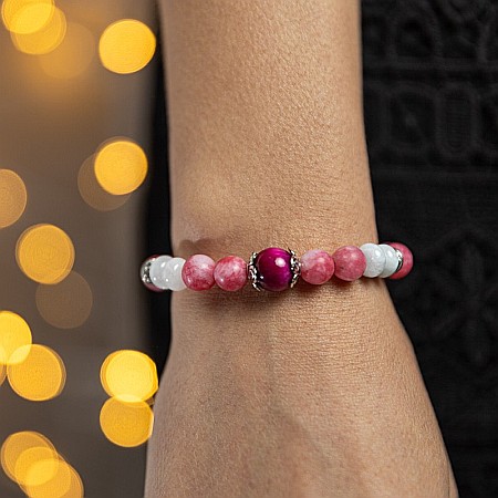 Bratara Kate din cristale de Rodocrozit, Morganit si Ochi de Tigru [5]