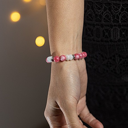 Bratara Kate din cristale de Rodocrozit, Morganit si Ochi de Tigru [7]