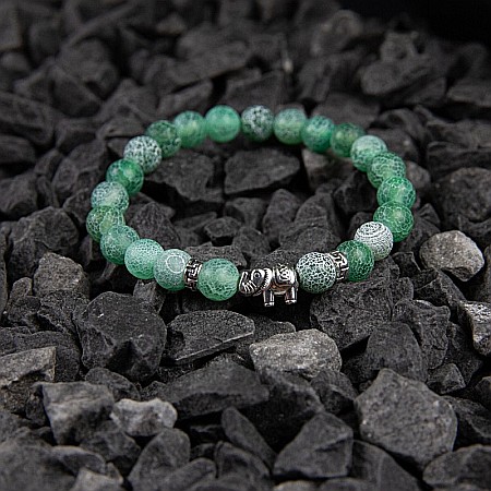 Bijuterii Agat - Bratara ”LARISSA” din Pietre Naturale Weathered Agate cu Accesoriu Elefant