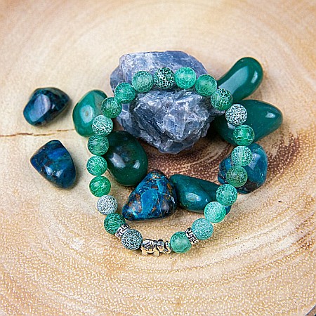 Bratara ”LARISSA” din Pietre Naturale Weathered Agate cu Accesoriu Elefant [5]