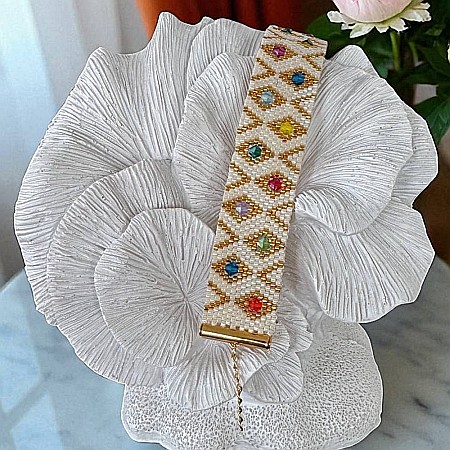 Bratara lata eleganta din margele miyuki cu insertii cristale Preciosa [6]