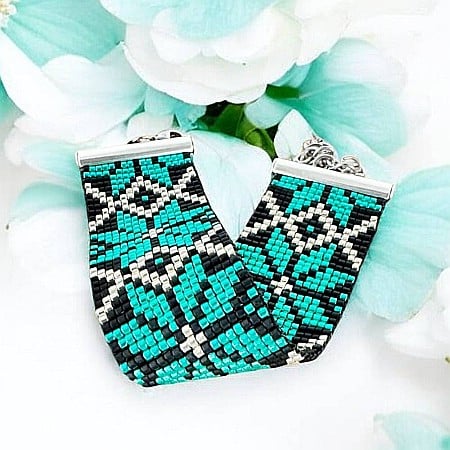 Bratara lata eleganta impletita manual cu margele miyuki, Treva [6]