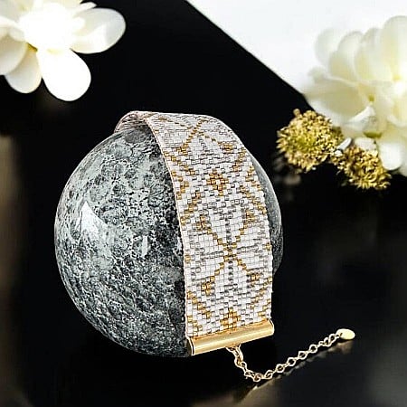 Bratara lata eleganta impletita manual din margele Miyuki, Zamora [7]