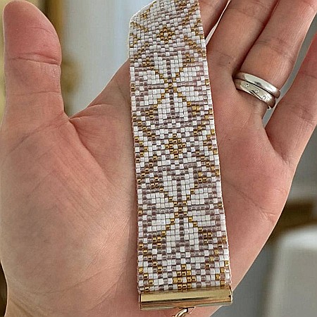 Bratara lata eleganta impletita manual din margele Miyuki, Zamora [6]