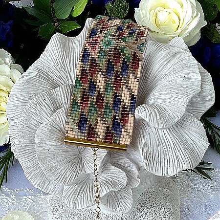 De Lux-Bratara lata eleganta Maelis din margele Miyuki cusuta manual in culorile paunului [7]