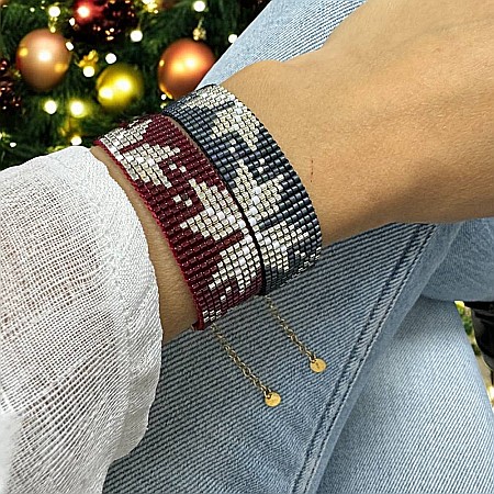 Bratara lata handmade bleu metalizat-argintiu din margele Miyuki, eleganta Samira [1]