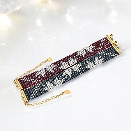 Bratara lata handmade bleu metalizat-argintiu din margele Miyuki, eleganta Samira [11]