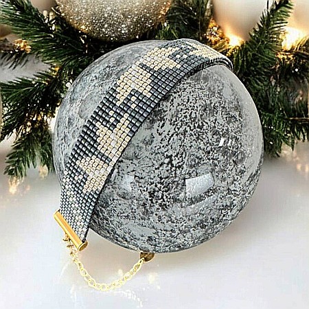 Bratara lata handmade bleu metalizat-argintiu din margele Miyuki, eleganta Samira [10]