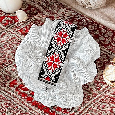 Bratari miyuki - Bratara lata impletita manual cu margele Miyuki cu model traditional romanesc, Adela