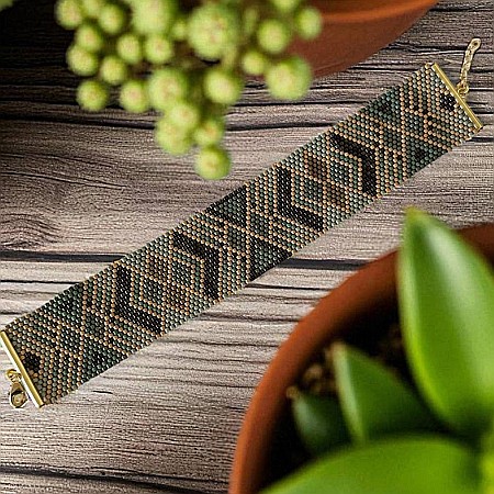 Bratara lata Miyuki cusuta manual stil boho, inspirata de natura si tonurile pamantului [5]