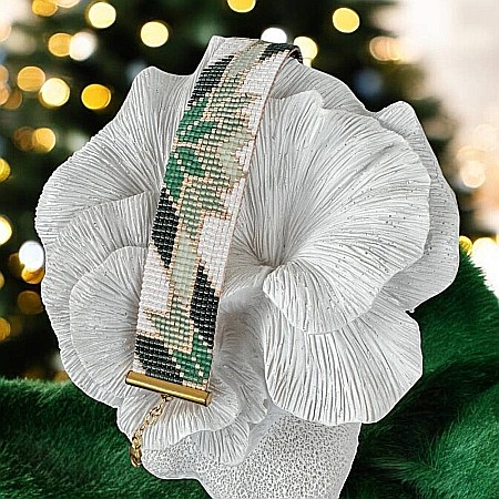 Bratara lata verde handmade din margele miyuki, Selma [2]