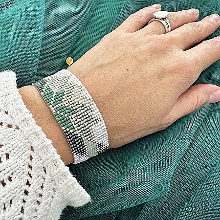 Bratara lata verde handmade din margele miyuki, Selma [3]