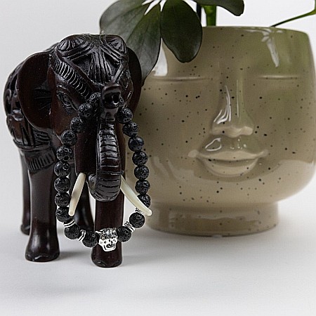 Bratara aromaterapie “LEO” din Pietre de Lava si Accesoriu Cap de Leopard [2]