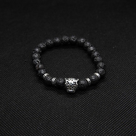 Bratara aromaterapie “LEO” din Pietre de Lava si Accesoriu Cap de Leopard [1]