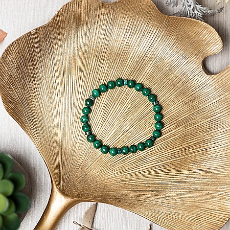 Bratara Malachit pentru femei, realizata manual, Nayan, sfere de 6mm [9]