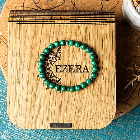 Bratara Malachit pentru femei, realizata manual, Nayan, sfere de 6mm [13]