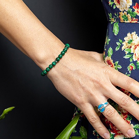 Bratara Malachit pentru femei, realizata manual, Nayan, sfere de 6mm [8]