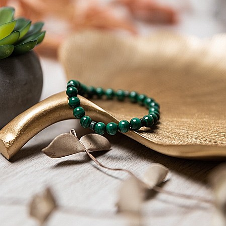 Bratara Malachit pentru femei, realizata manual, Nayan, sfere de 6mm [11]