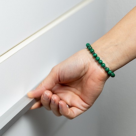 Bratara Malachit pentru femei, realizata manual, Nayan, sfere de 6mm [5]