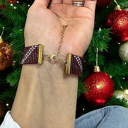 Bratara miyuki rosu-argintiu lata, eleganta pentru femei, Samira [3]