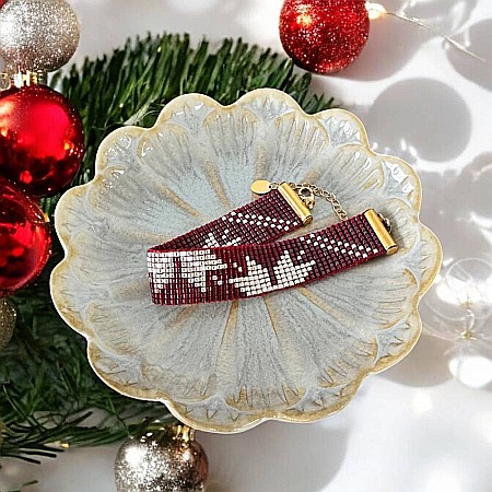 Bratara miyuki rosu-argintiu lata, eleganta pentru femei, Samira [9]